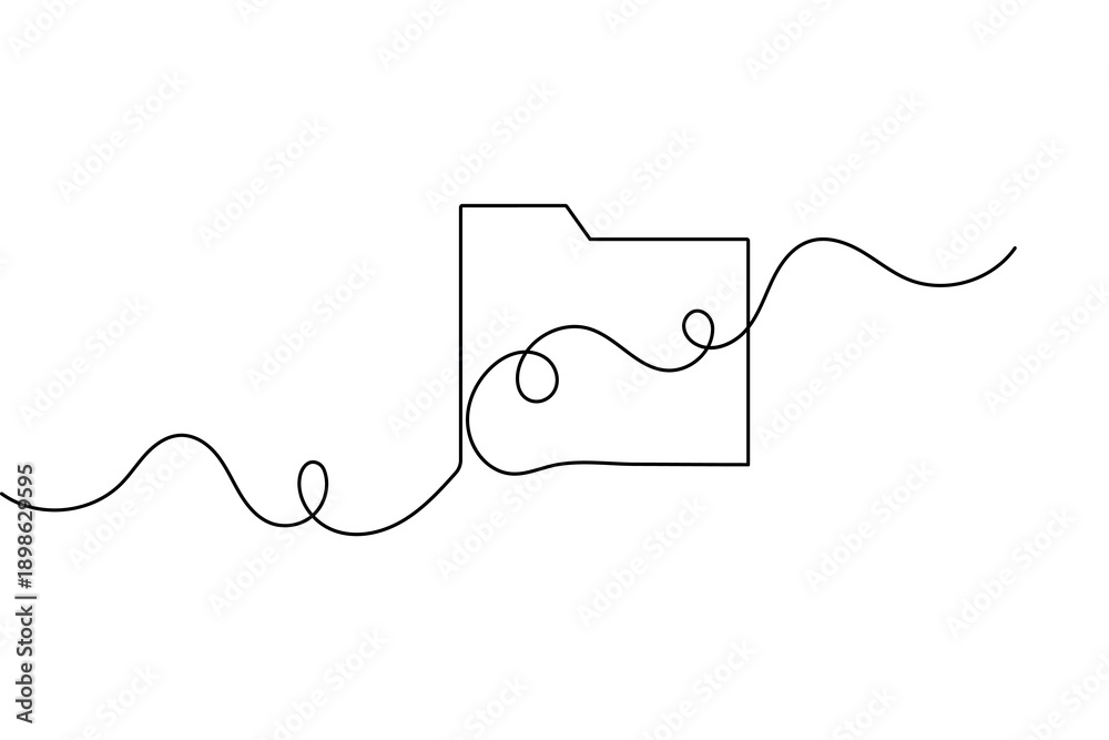 Obraz premium Document file folder in continuous one line drawing minimalist style isolated vector illustration