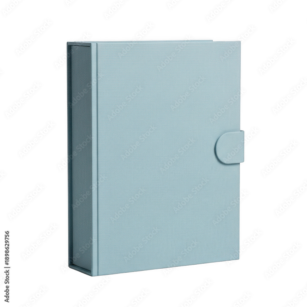 Naklejka premium Light blue notebook with round button closure isolated on transparent background