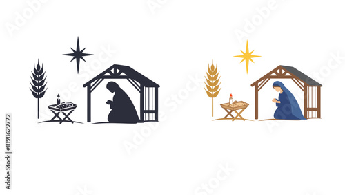 A Christmas nativity scene with Mary and the baby Jesus in a manger