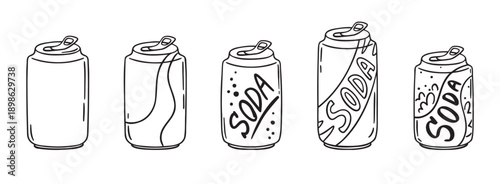 aluminium can icon. soda can doodle hand drawn icon. Outline drawing soda can line clipart symbol