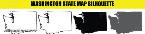 Washington state map silhouette collection vector graphic easy to edit illustration united states America