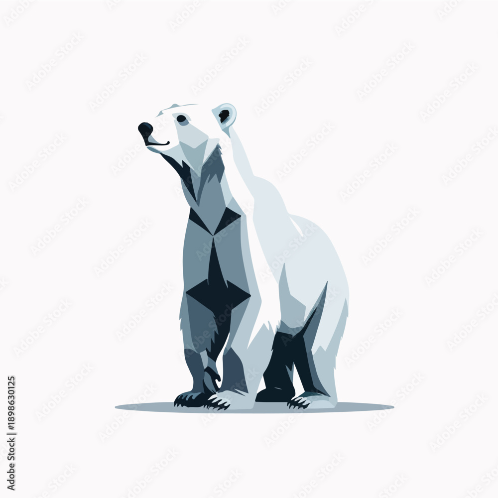 Obraz premium White Polar Bear Standing Side View Flat Vector Icon