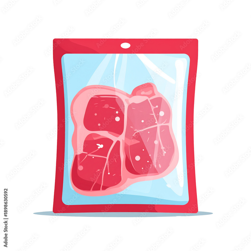 Fototapeta premium Mięso pakowane próżniowo ilustracja
