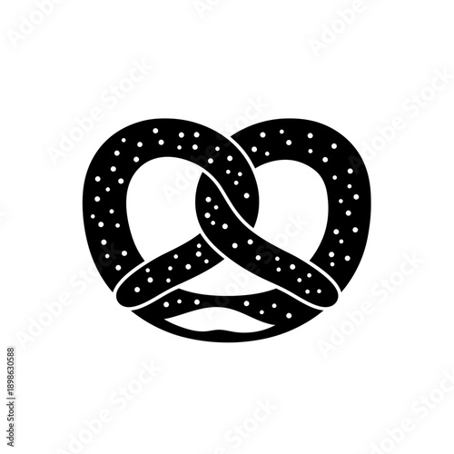 Pretzel Silhouette Vector Icon Isolated Salty Knot Snack Symbol on White Background for Bakery Menu Design