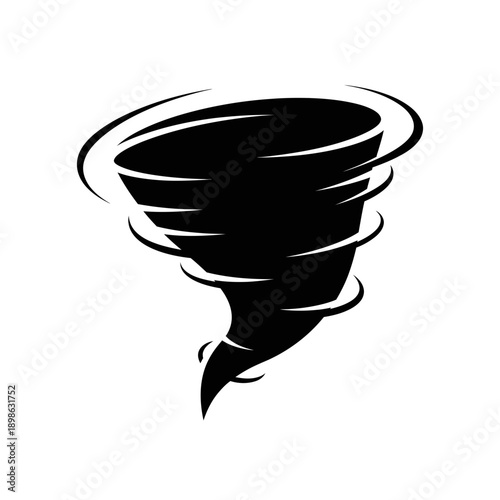 Tornado Silhouette Vector Icon Isolated Twister Funnel Disaster Symbol on White Background for Weather Design