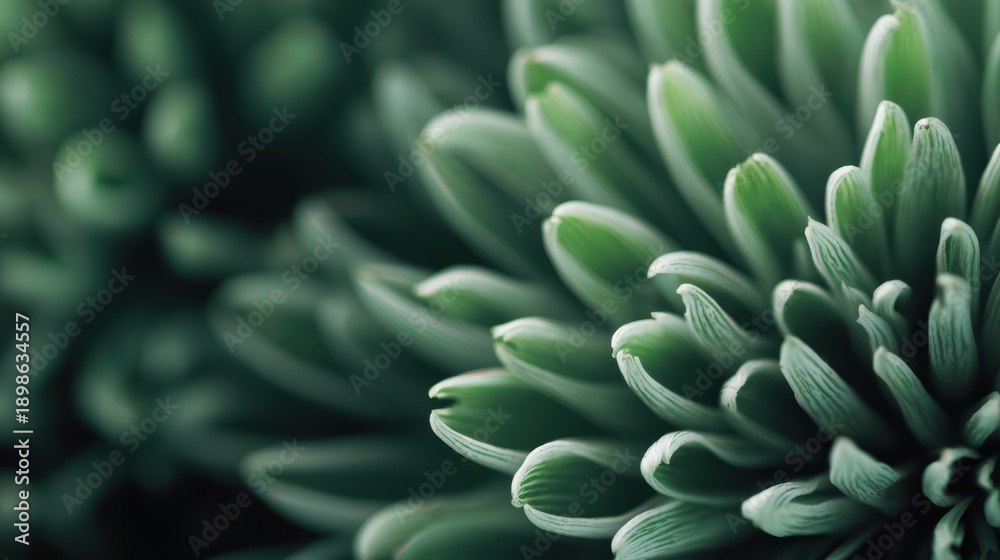 Fototapeta premium Detailed Close-Up of Green Plant Leaves Highlighting Texture and Color Variation in a Soft Focus Background Above a Blank Space for Text Usage