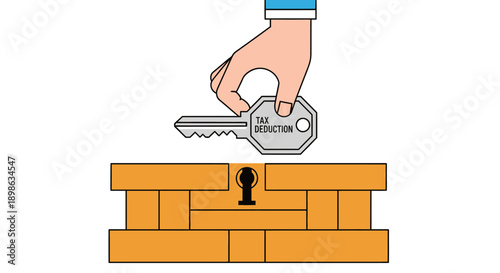 Tax Deduction Key Unlocking Financial Savings and Opportunities - Conceptual Accounting and IRS Illustration