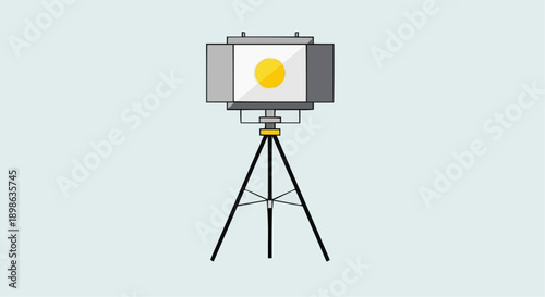 Vintage camera on a tripod, retro photography equipment with a unique lens and viewfinder, perfect for historical or artistic projects