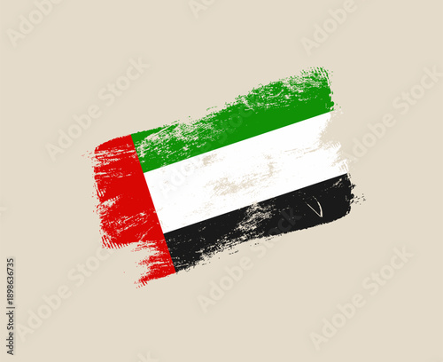Grunge flag of the United Arab Emirates painted with an artistic brush stroke, a patriotic vector for design.