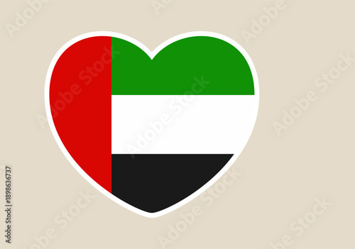United Arab Emirates flag in a heart shape vector icon showing love and patriotism for UAE National Day.