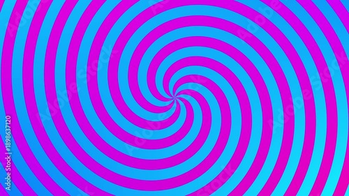 Pink and blue simple hypnotic spiral background, geometric animation