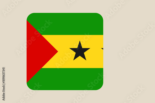 Sao Tome and Principe flag as a modern square vector icon, a national symbol for web and graphic design.