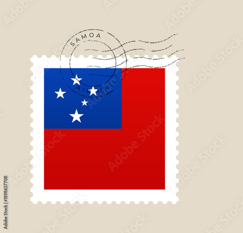 Samoa national flag on a vintage postage stamp with an air mail cancellation postmark vector illustration. Free Download Samoa national flag on a vintage postage stamp with an air mail cancellation postmark vector illustration. - GFXLoad