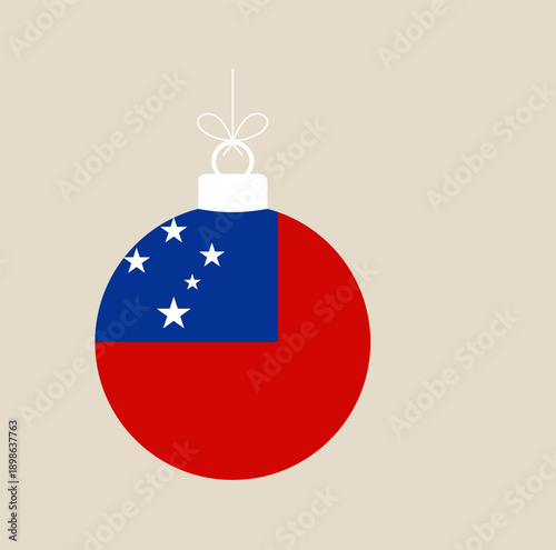 Samoan Flag Christmas Ball Ornament hanging as a patriotic decoration for the festive national holiday season celebration.