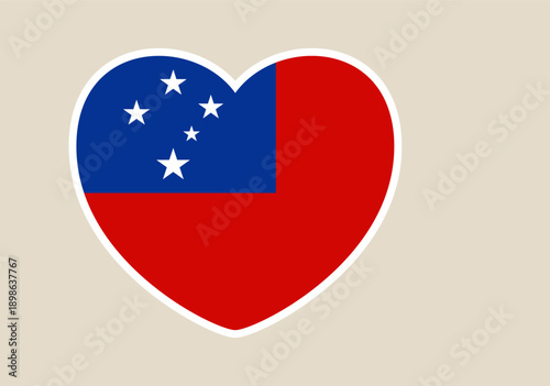 Samoa Flag in Heart Shape Vector Illustration Showing Love, Pride, and National Support for the Country.