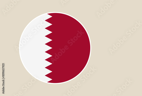 The national flag of Bahrain designed as a simple round vector icon for official and patriotic presentations.