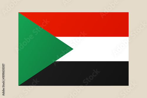 The National Flag of Sudan illustrated as a simple square vector icon, an official isolated emblem for patriotic and governmental use.