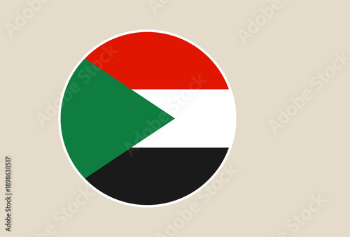 Free Download Sudan national flag vector illustrated in a circular icon, isolated on a background for simple patriotic design. - GFXLoad