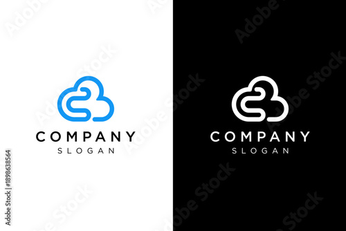 Line C cloud shape logo design