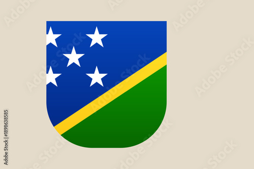 Solomon Islands National Flag designed as a modern shield emblem, an isolated vector icon for patriotic representation.