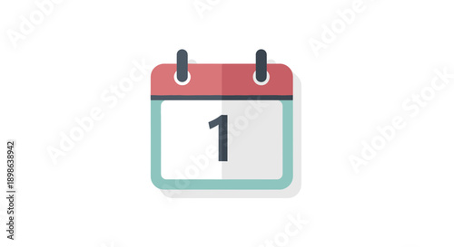 Calendar Page with Number 1 - Flat Design Icon