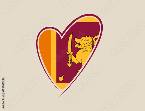 Sri Lanka flag displayed in an artistic heart-shaped vector icon symbolizing national pride and heartfelt support.