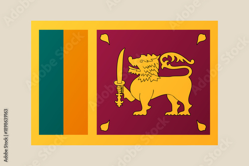 The National Flag of Sri Lanka with a golden lion and sword, a vector illustration symbolizing a patriotic Asian country.