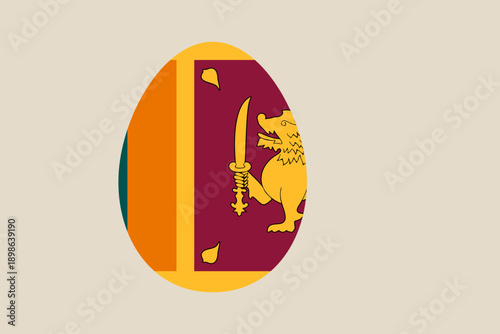 The national flag of Sri Lanka designed as a festive Easter egg for a patriotic holiday celebration.