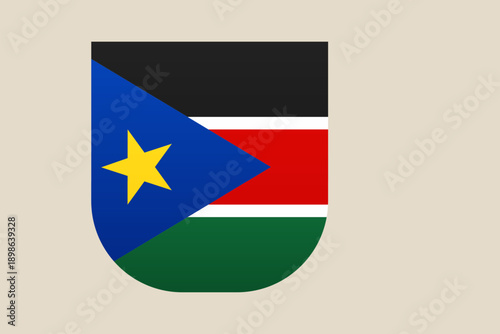 National flag of South Sudan designed in a simple shield crest shape, a patriotic vector emblem. Free Download National flag of South Sudan designed in a simple shield crest shape, a patriotic vector emblem. - GFXLoad