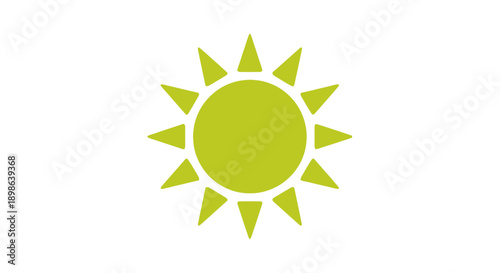 Green Sun Icon on White Background