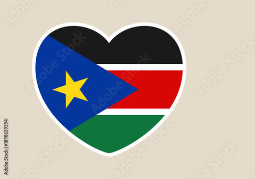 Free Download South Sudanese national flag inside a love heart shape vector, an isolated icon symbolizing patriotism and support. - GFXLoad