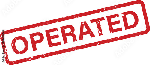 A distressed red rubber stamp displays the bold uppercase word OPERATED against a pure white background