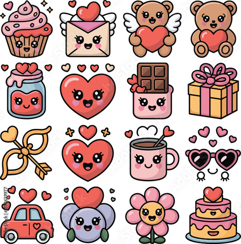 cute_valentine_kawaii_love_icons_set
