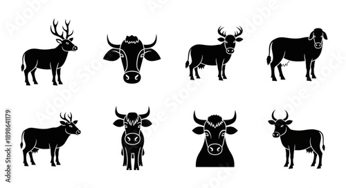 Collection of Silhouette Farm Animals and Wildlife.