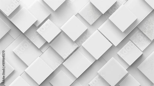 Modern white and light grey square overlapped pattern on background with shadow. white background. Minimal geometric white light background abstract design. Elegant white and grey Background