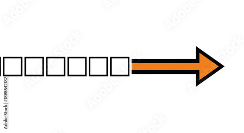 Horizontal Process Diagram: Progress Steps with Empty Checklist Boxes and Directional Orange Arrow