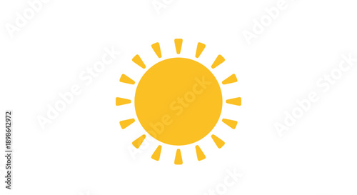 Bright Yellow Sun Icon on White Background