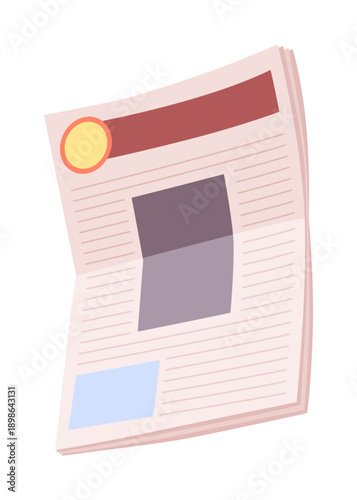 Cartoon newspaper. Daily journal press tabloid with headline front page, city paper magazine newsprint publication, folded daily journal and newspapers