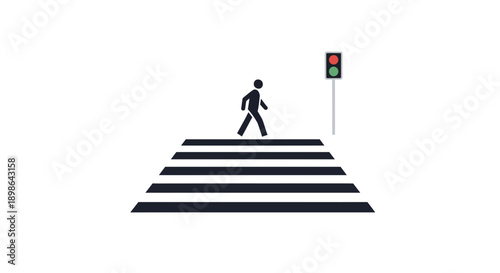 Pedestrian crossing with traffic light and person silhouette