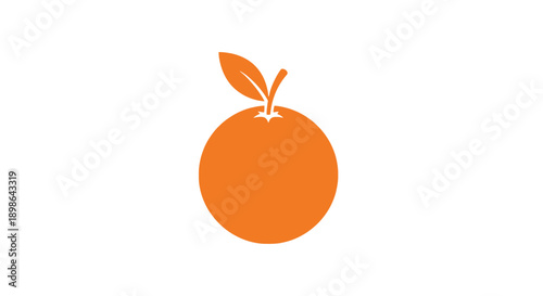 Orange Fruit Icon with Leaf - Simple Vector Design