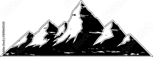 Dramatic mountain range silhouette with jagged peaks, perfect for outdoor adventure brand, travel blog, or nature-themed design project, originally a scalable vector