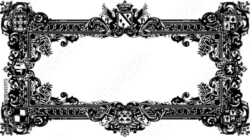 Elegant vintage frame with ornate detail, perfect for invitations and announcements, classic decorative design with antique appeal and timeless style
