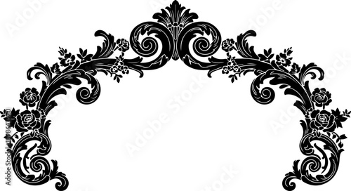 Elegant floral flourish design element, perfect for wedding invitations and classic branding with a vintage touch, offering timeless beauty and sophistication