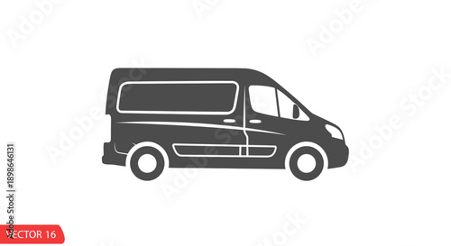 Modern Cargo Van Silhouette Icon: Transportation and Delivery
