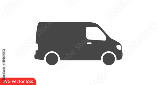 Cargo Van Icon - Simple Silhouette for Delivery and Transport