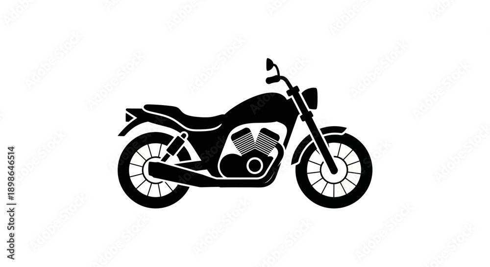 Fototapeta premium Black motorcycle silhouette icon, vector illustration