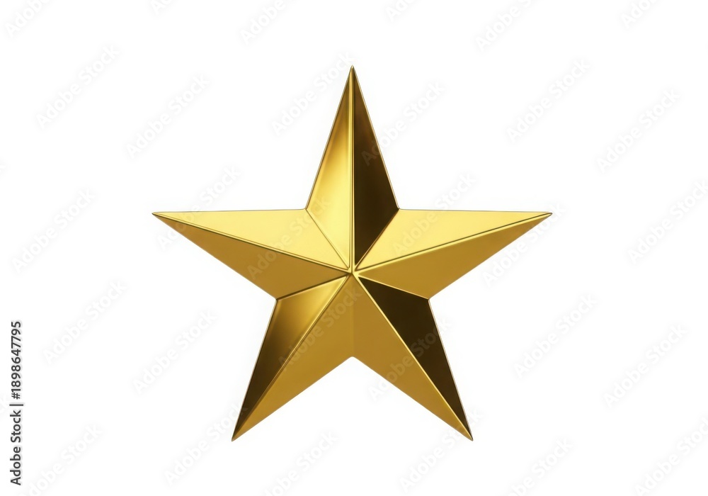Obraz premium Golden star icon with shining surface and white background for design and decoration