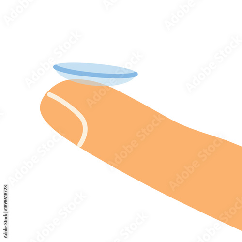 close-up of contact lens on a finger, eye care and vision correction concept, optical healthcare for medical, optometry, hygiene and vision themes-  vector illustration