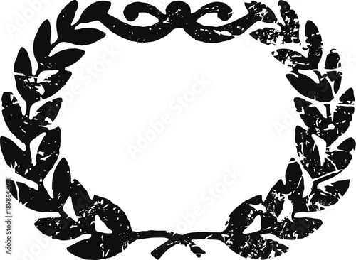 Vintage laurel wreath emblem with distressed texture design element for decoration