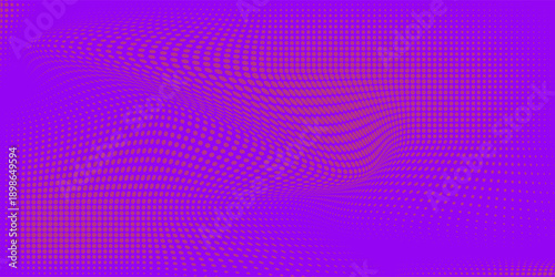 Polka dot purple violet gradient halftone pattern. Half tone background. Modern vector illustration. Black points backdrop. Bright colors dotted spotted panoramic pattern. Web banner template